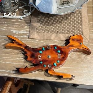 Vintage turquoise accented roadrunner Clocks & Stuff